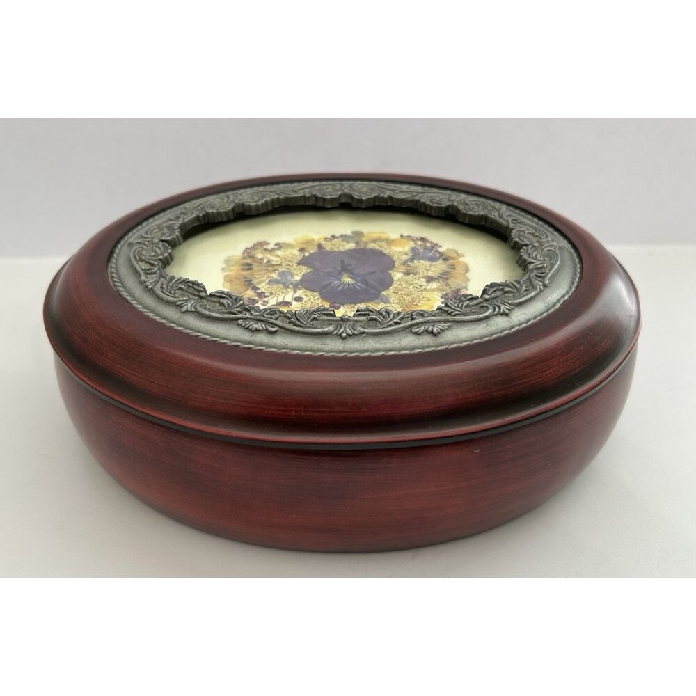 Jewelry Trinket Box Dried Pressed Wildflowers Oval Picture Frame Cottagecore